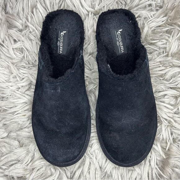 UGG Koolaburra Sonele black leather suede slip on slippers women’s shoe size 9 - Picture 3 of 8
